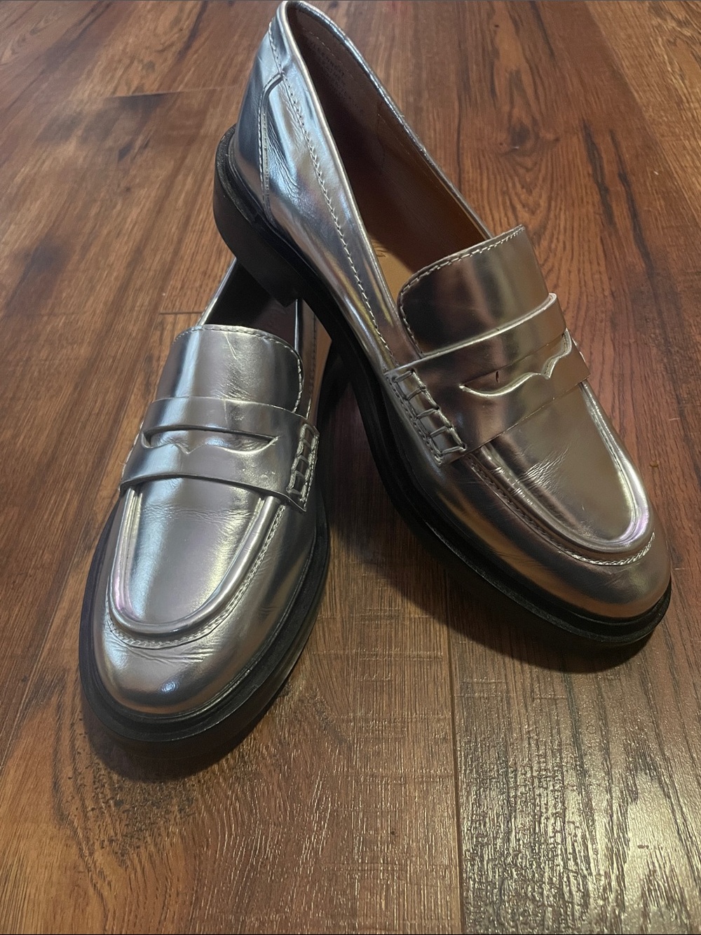 Madewell The Vernon Loafers Metallic Silver Specchio Leather Fall Fun Transition